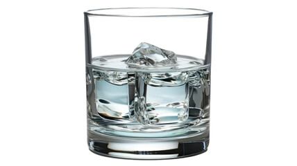 Refreshing clear water in a transparent glass on a transparent background