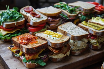Naklejka premium Lot of different sandwiches