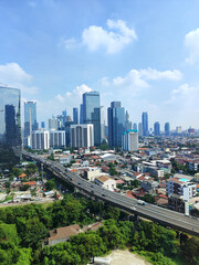 Fototapeta na wymiar Aerial Jakarta city cityscape office building