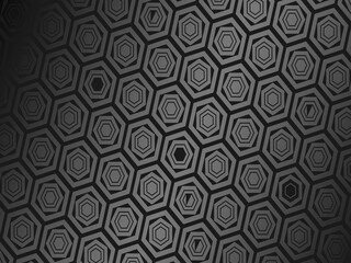 Hexagon pattern black metal texture steel background. Perforated metal sheet.