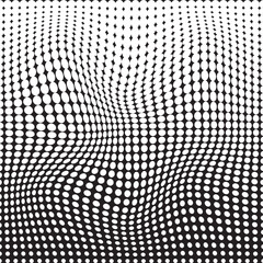 modern simple abstract seamlees white color halftone wavy distort pattern on black color background