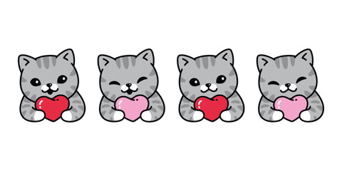 cat vector hug heart valentine icon kitten calico neko pet cartoon character logo symbol illustration clip art isolated