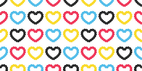 heart valentine seamless pattern rope lasso vector cartoon doodle rgb gift wrapping paper tile background repeat wallpaper illustration design isolated - obrazy, fototapety, plakaty