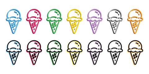 ice cream cone icon neon light cartoon character vector doodle food colorful pastel logo symbol outline isolated illustration design