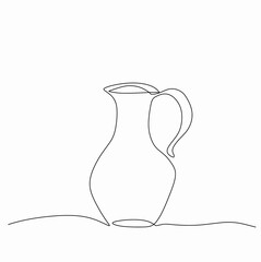Simple one line of a jug hand drawing isolated on white background, Sketch of vase, Illustration vector design