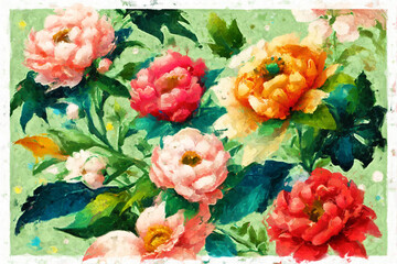 Beautiful oil painting floral illustration