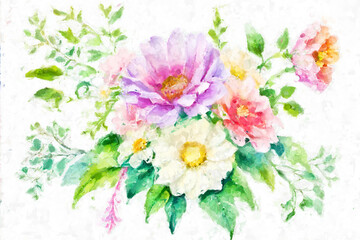 Beautiful oil painting floral illustration