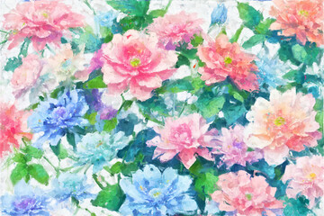 Beautiful oil painting floral illustration