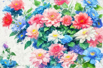 Beautiful oil painting floral illustration