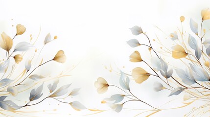 Spring floral in watercolor vector background. Luxury wallpaper design with leaf branch, eucalyptus, line art. Elegant gold botanical illustration suitable for fabric, prints, cover.  Generative Ai - obrazy, fototapety, plakaty