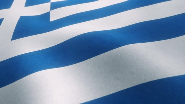 Video animation of a waving Greek national flag in a seamless loop.