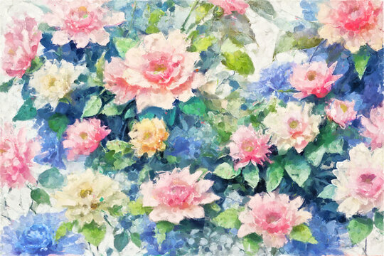 Beautiful oil painting floral illustration © yang