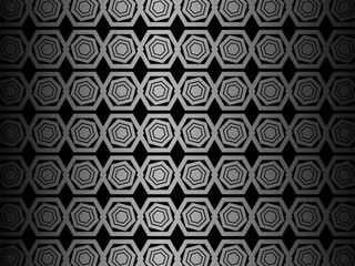 Hexagon pattern black metal texture steel background. Perforated metal sheet.