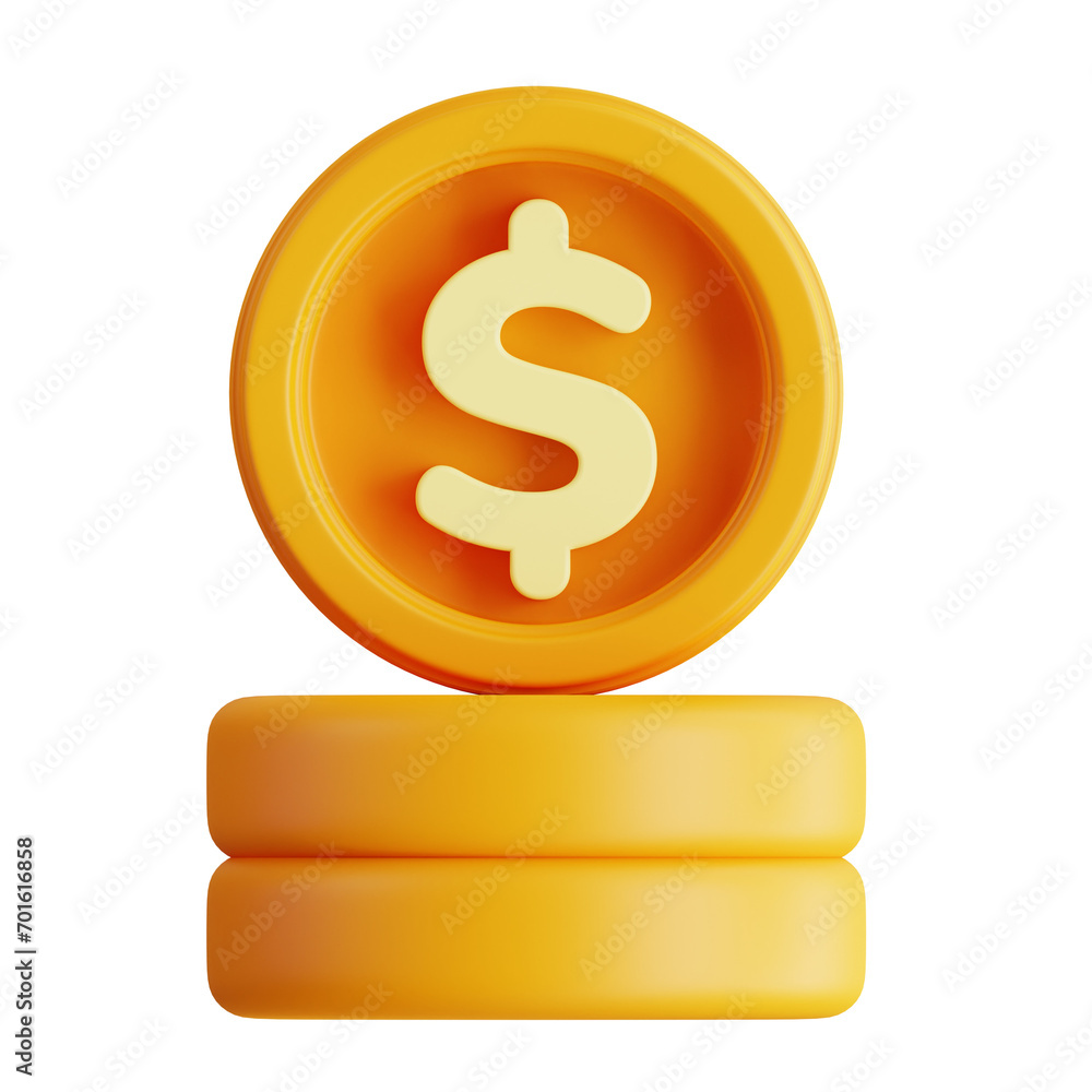 Poster 3d model of a dollar coin. dollar coin design for representing monetary value. 3d illustration, 3d e