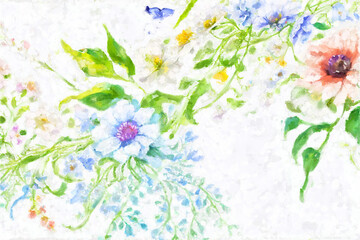 Obraz na płótnie Canvas Beautiful oil painting floral illustration