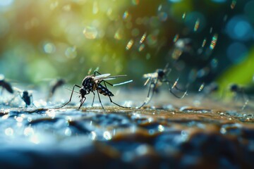 Mosquitos in field - obrazy, fototapety, plakaty
