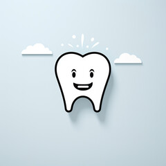 minimalistic logo emblem symbol happy smile tooth for dental dentist clinic on white background