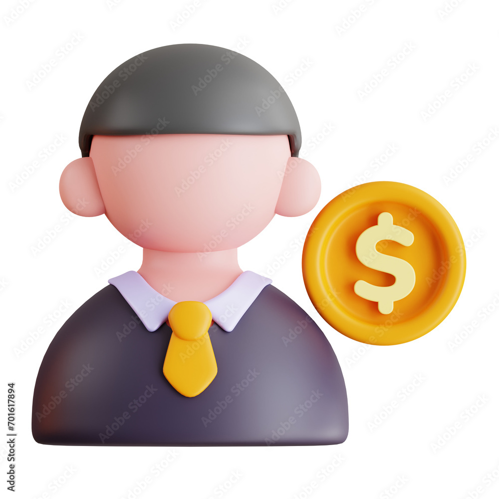 Poster 3d model of an investor in black uniform. investor in black uniform design for a professional. 3d il