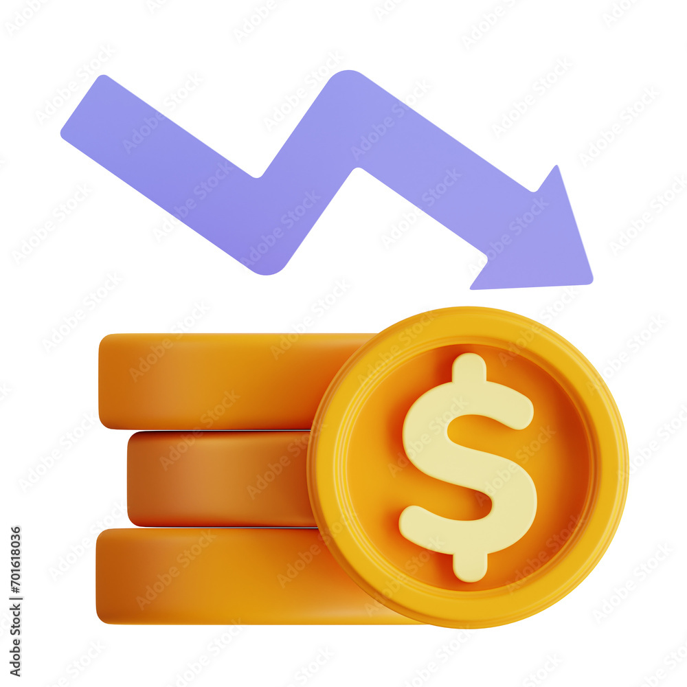Poster 3d model of a financial loss visualization. financial loss visualization design for analyzing moneta