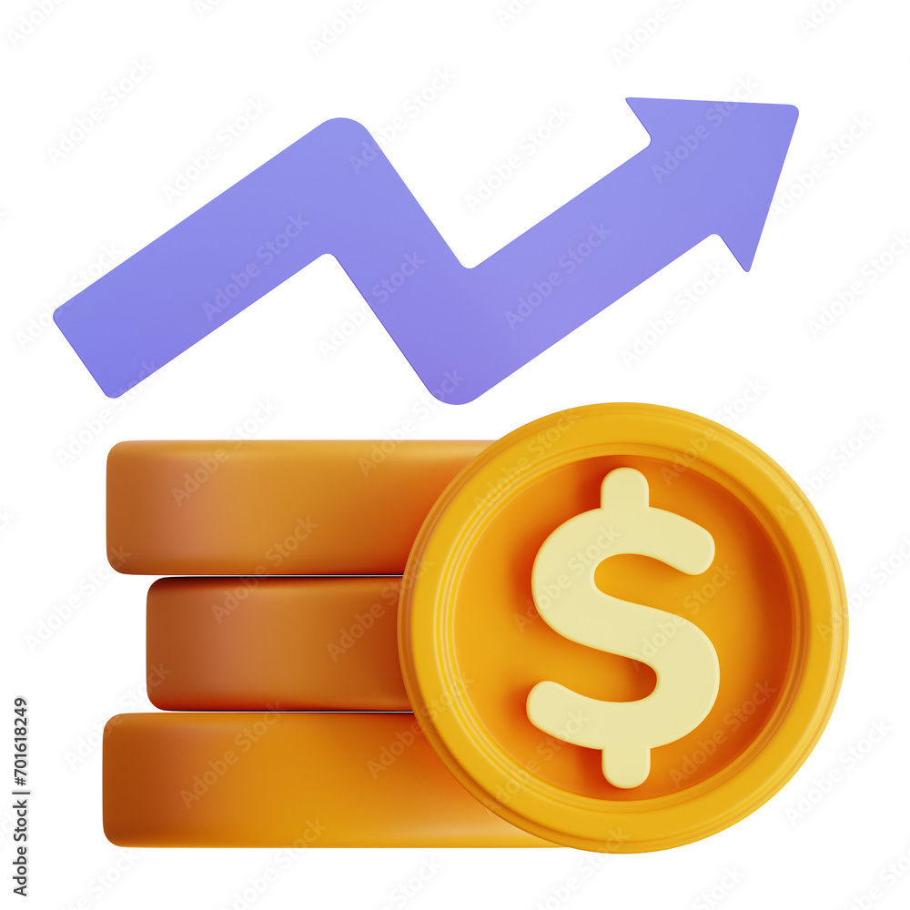 Poster 3d model of a dollar profit visualization. dollar profit visualization design for analyzing financia