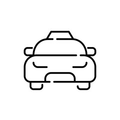 Taxi with sign on top. Car front view. Pixel perfect, editable stroke icon