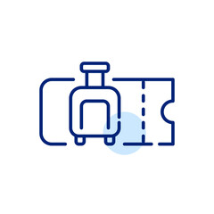Airplane ticket with check in luggage. Pixel perfect, editable stroke icon