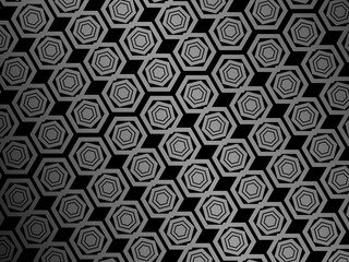 Hexagon pattern black metal texture steel background. Perforated metal sheet.