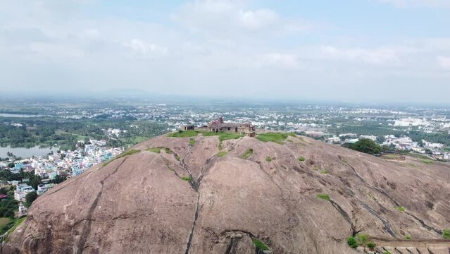 Aerial view of Dindigul Rock Fort, Tamil Nadu, India