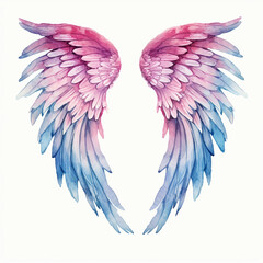 Obraz premium Beautiful magic watercolor angel wings isolated on white background 
