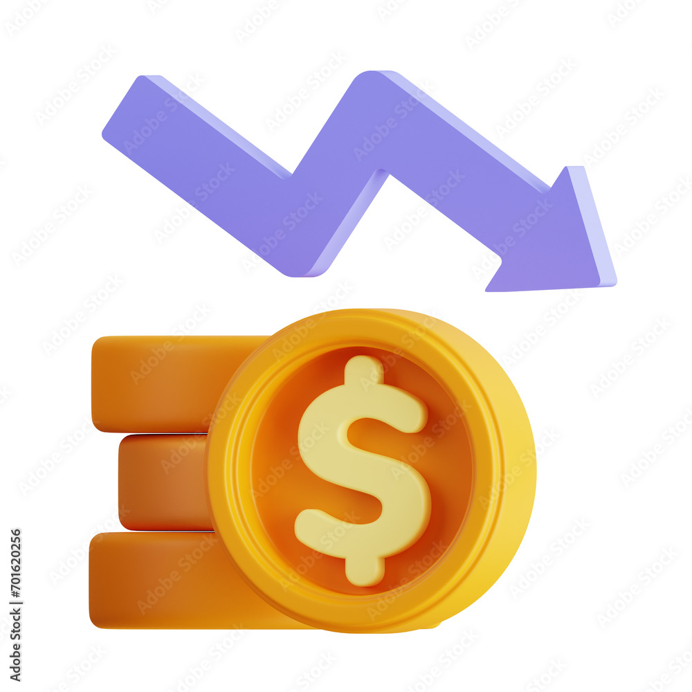 Poster 3d model of a financial loss visualization. financial loss visualization design for analyzing moneta
