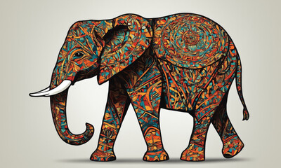 Obraz premium Fantasy Illustration of a wild elephant. Digital art style wallpaper background.