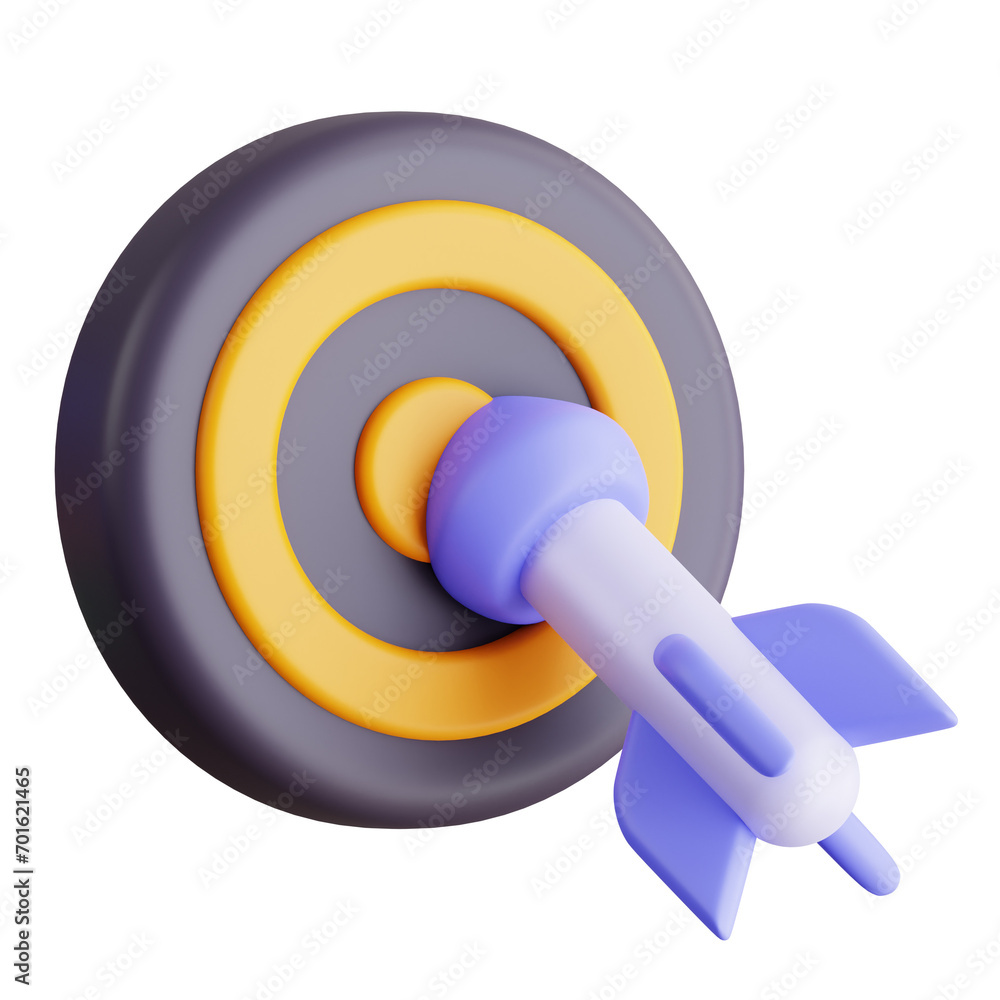 Poster 3d target achievement model. strategic goal visualization. 3d illustration, 3d element, 3d rendering