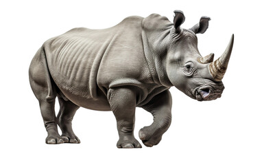 Realistic Rhinoceros On Transparent Background.