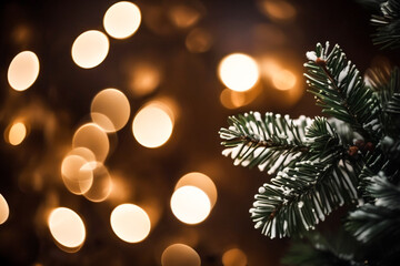 Fototapeta na wymiar christmas tree with lights in the background
