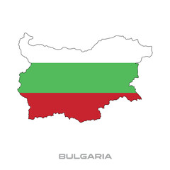 Vector illustration of the flag of Bulgaria with black contours on a white background