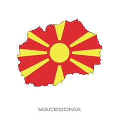 Vector illustration of the flag of Macedonia with black contours on a white background - obrazy, fototapety, plakaty
