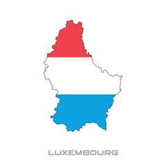 Vector illustration of the flag of Luxembourg with black contours on a white background