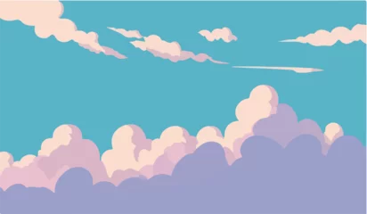 Kussenhoes Cloud cartoon style vector illustration background. sky vector. © Nafi