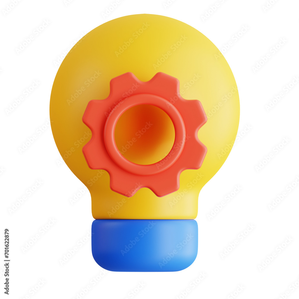 Poster 3d brainstorming with lightbulb glow. 3d illustration, 3d element, 3d rendering. 3d visualization is