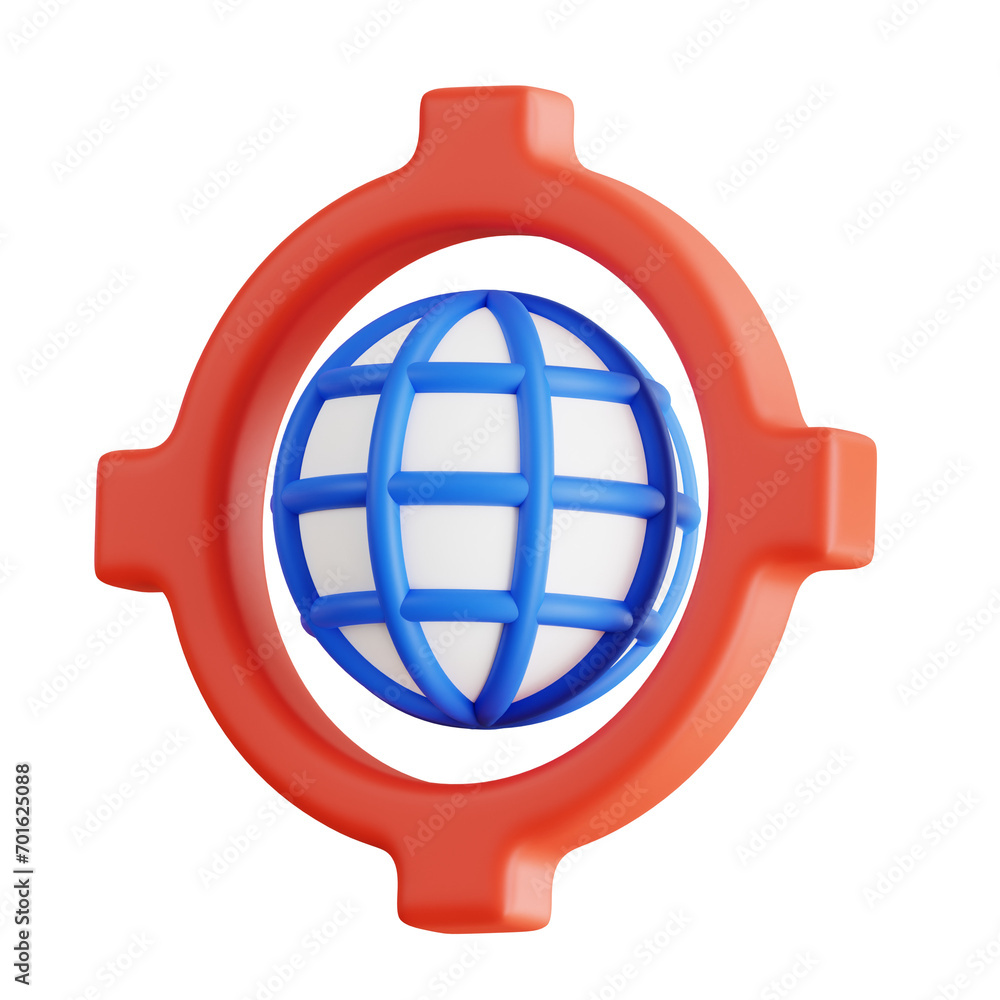 Poster visualizing digital accuracy - 3d web target excellence. 3d rendered web target scene. 3d illustrati