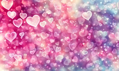 Blurred hearts background, vibrant and romantic