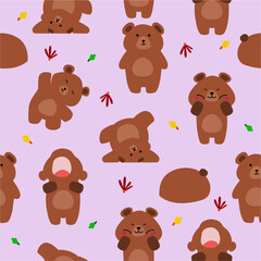 cute expression bear seamless pattern vector wallpaper