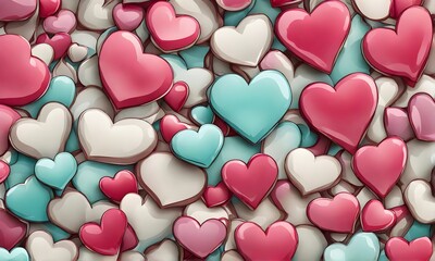 Colorful hearts background, vibrant and romantic