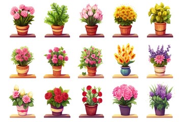 Fototapeta na wymiar Flower Shop Icons Set