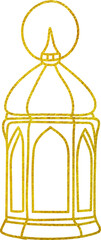 Golden glitter Ramadan lantern, Ramadan gold glitter element