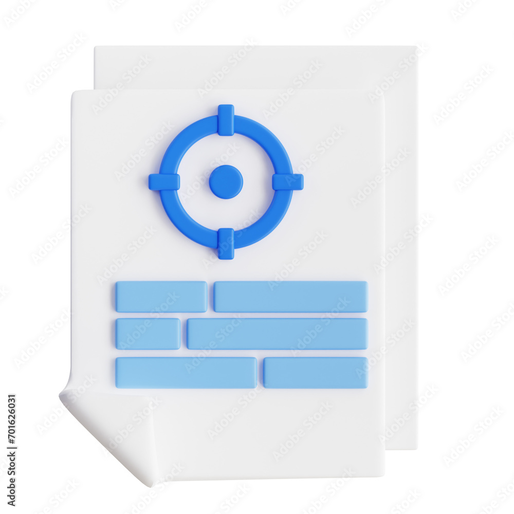 Poster strategic target: 3d rendering of objectives. contemporary target hub. 3d illustration, 3d element, 