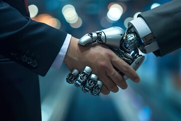 ロボットと握手するビジネスマン01