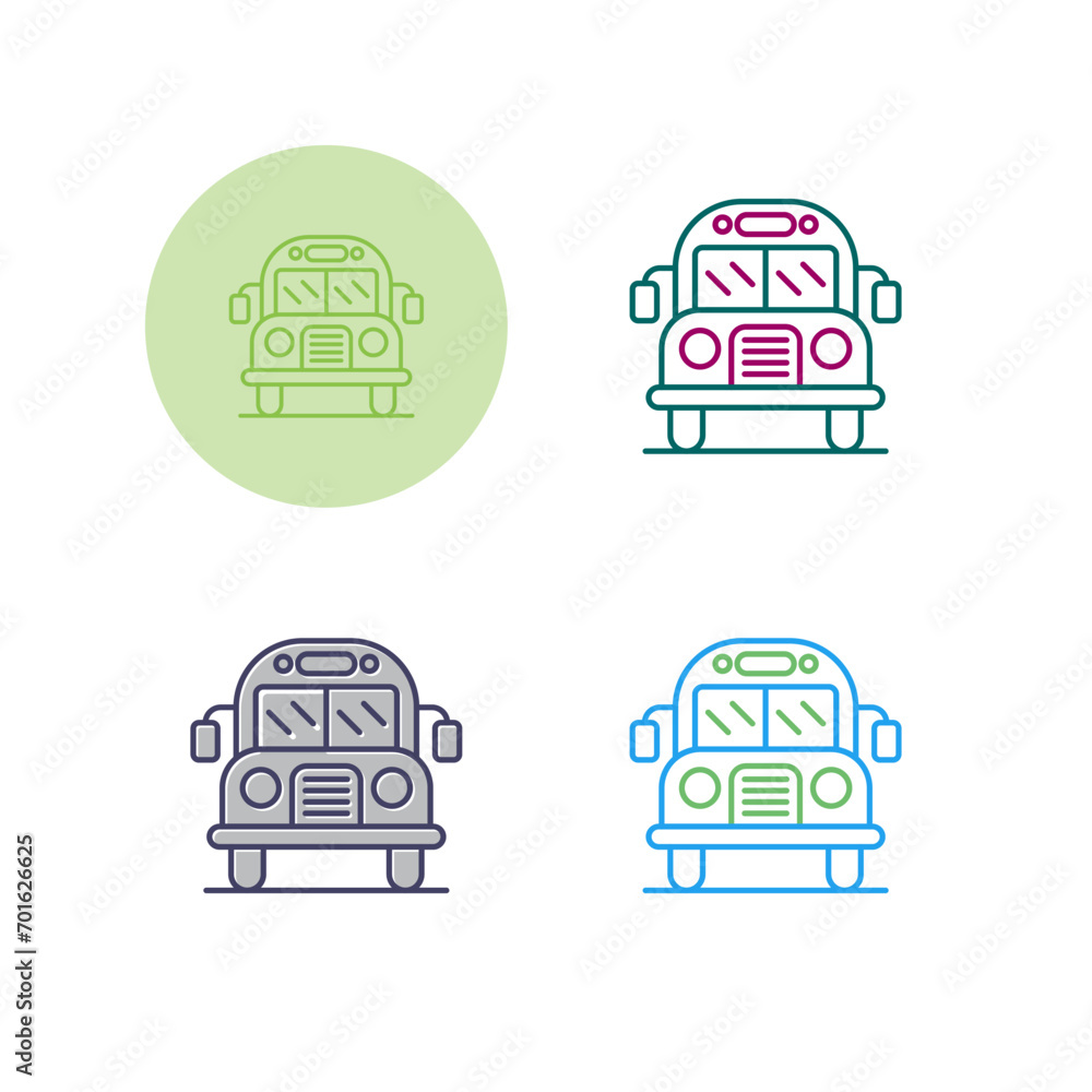 Sticker school bus vector icon