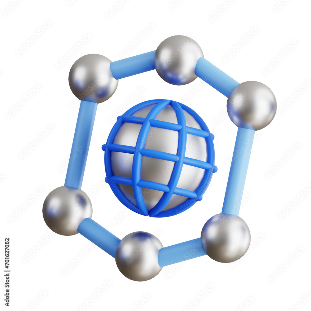 Poster connected world - 3d rendering of global network. strategic network. 3d illustration, 3d element, 3d