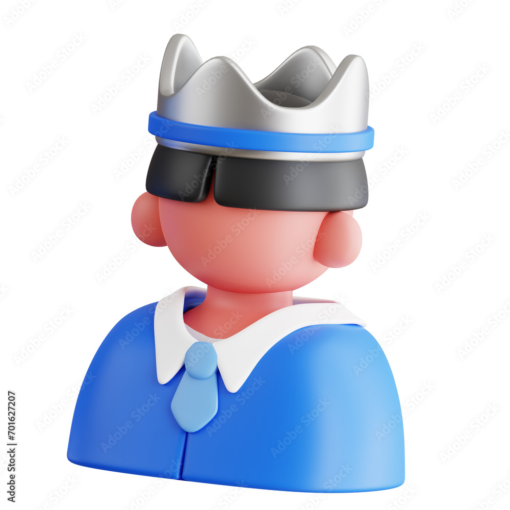 Poster leadership elegance - 3d rendering of boss in blue uniform.3d illustration, 3d element, 3d rendering